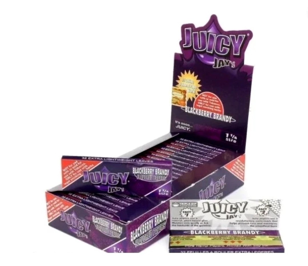 Juicy Jay’s Flavored Rolling Papers Blackberry Brandy 1 1/4 -24pks per display
