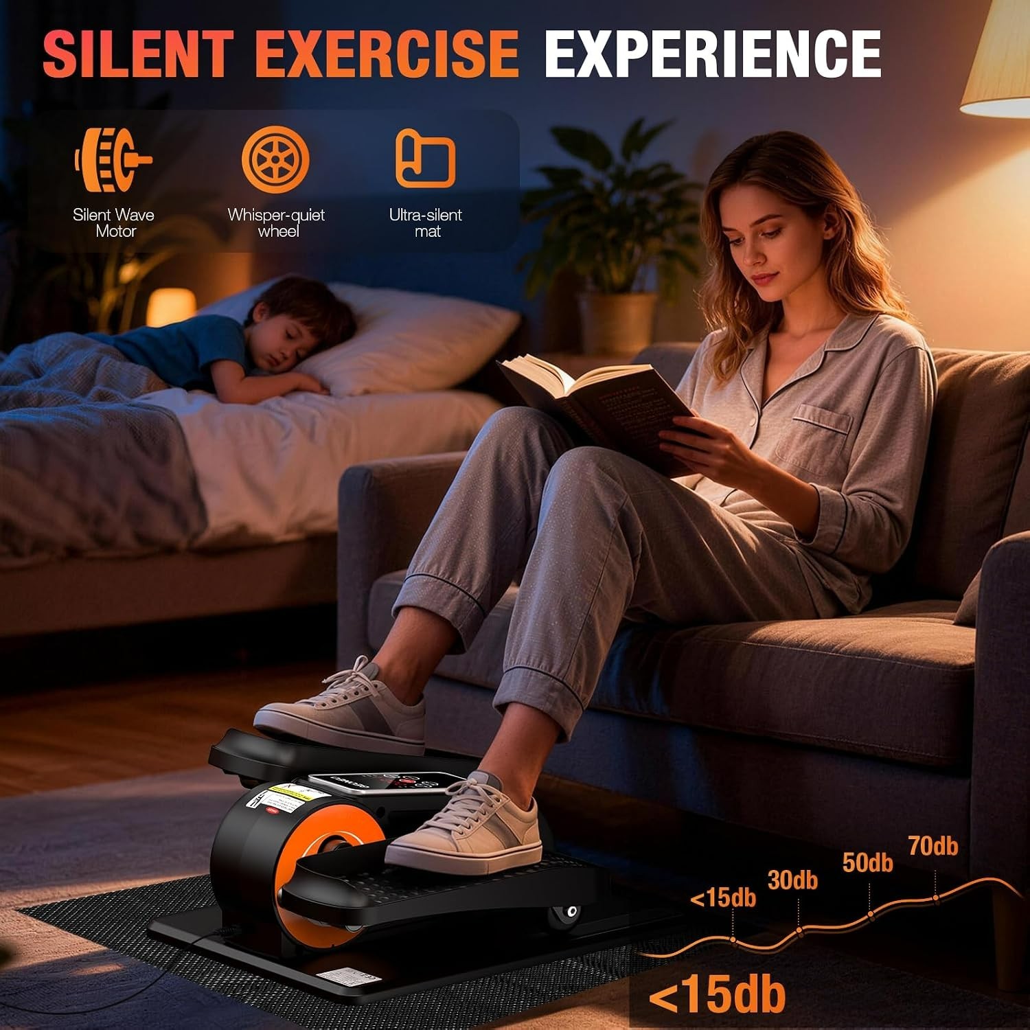 Under Desk Elliptical Machine for Seniors - 12 Speeds & Remote Control