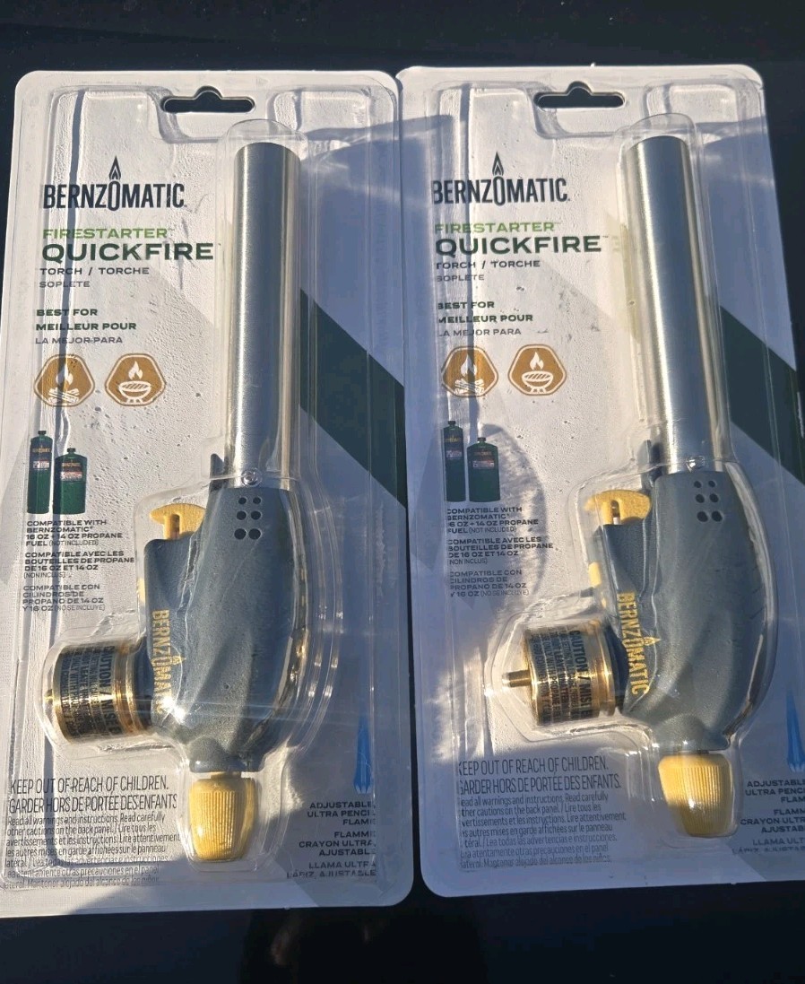 Bernzomatic QuickFire Outdoor Torch, High Output, Black, Gold, Sliver Lot Of 2