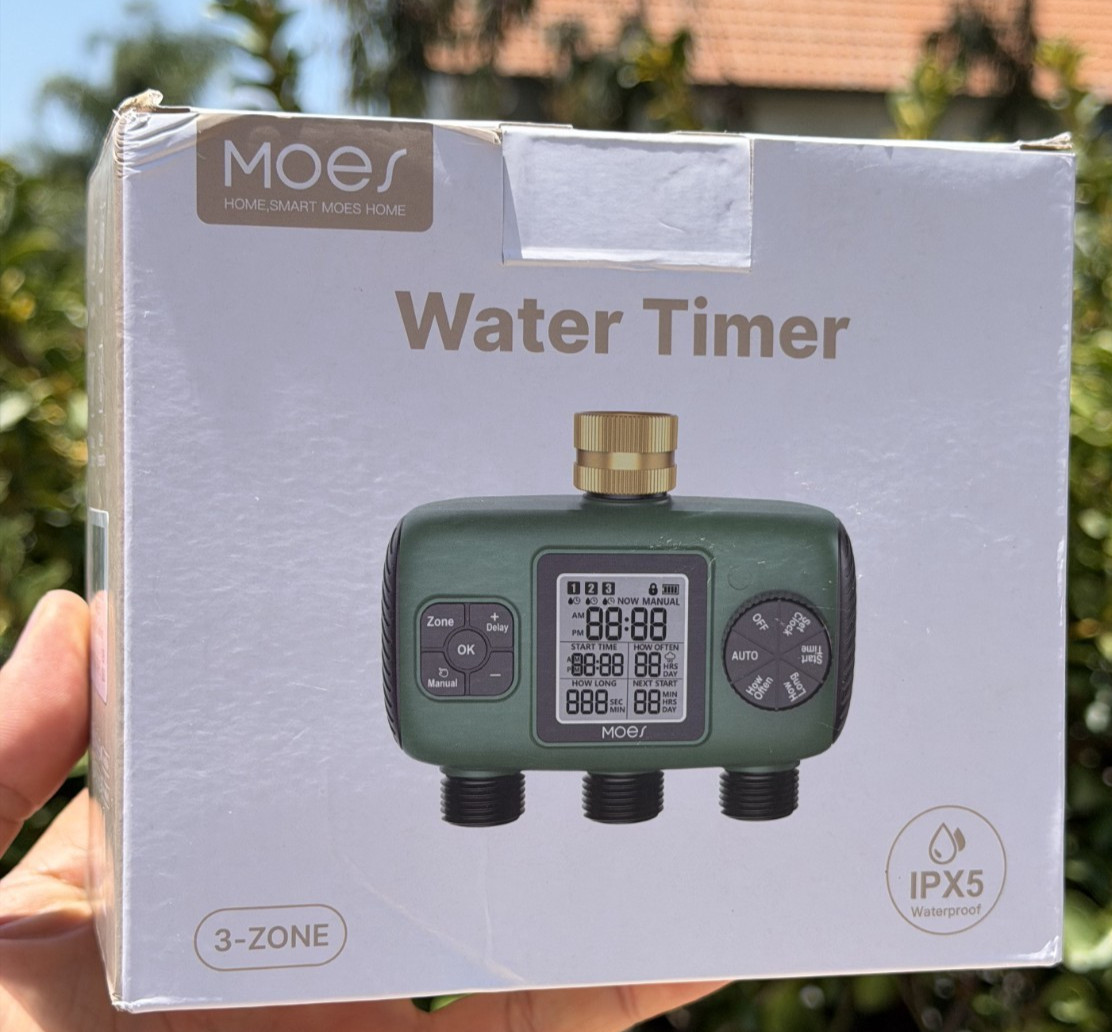 MOES 3 Outlet Sprinkler Timer, Brass Inlet, Programmable Automatic Irrigation Co