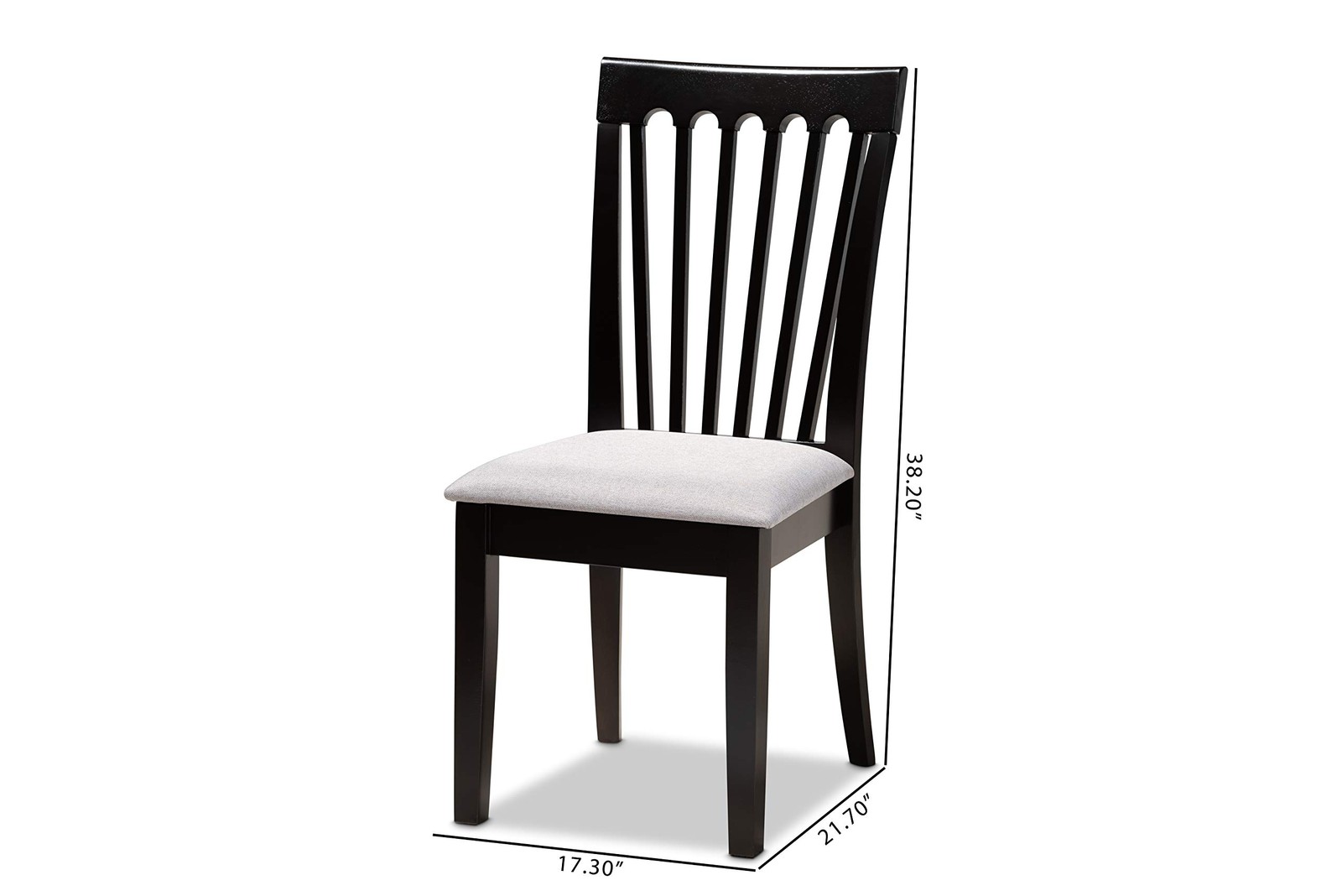 Minette 2-Piece Dining Chair Set - Gray Fabric Upholstered With Espresso Brow...