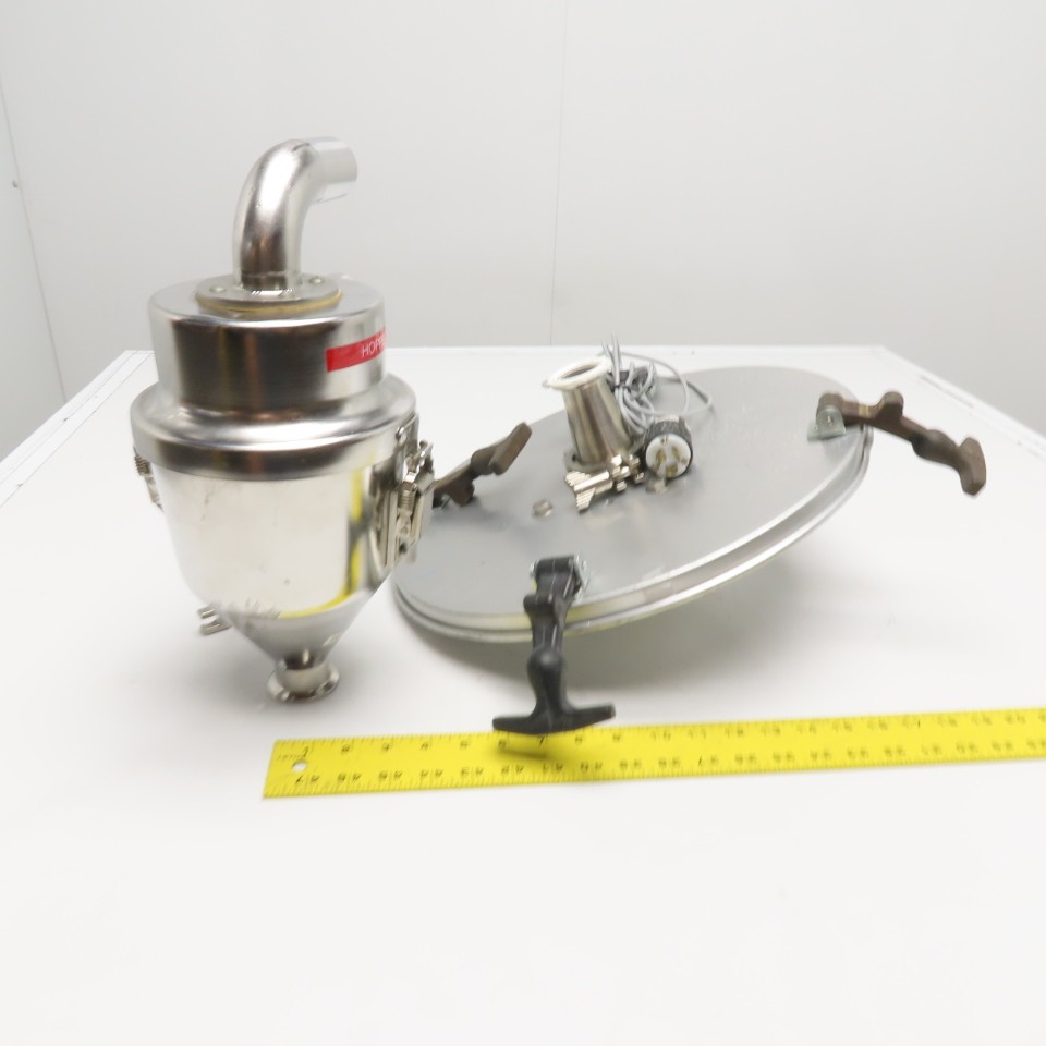 Bulk Powder Granule Unloader Funnel W/ Dust Extraction Hood & Level Sensor