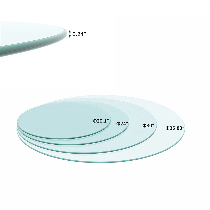 20"-36" Round Tempered Glass Table Top 1/4'' Inch Thick  Round Polished Edge