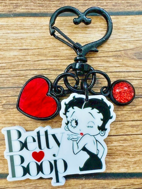 Betty Boop Wink Kiss Red Heart Swivel Key Chain Backpack Tag Purse Charms RTS