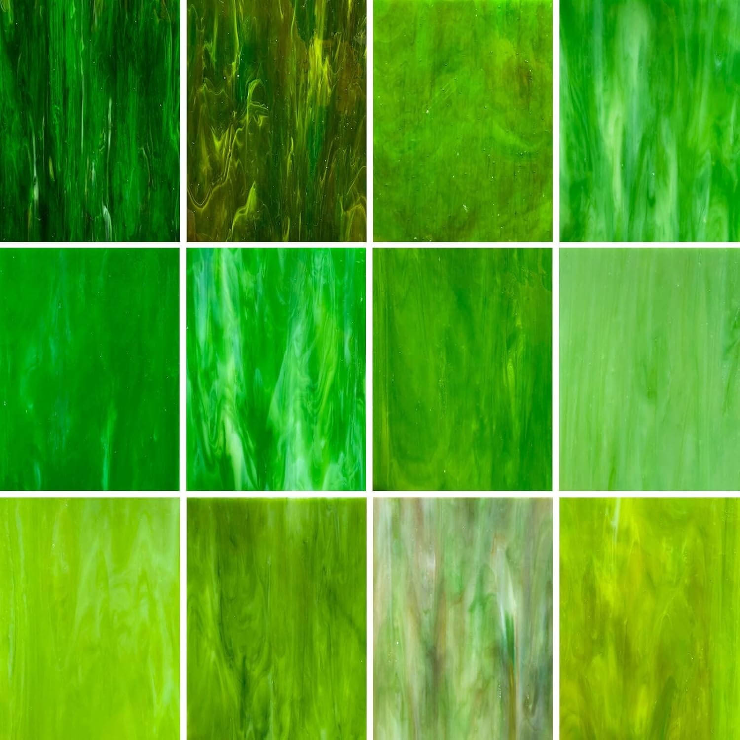 LITMIND 12 Sheets Green Stained Glass Sheets, 4 x 6"L*4"W(12pcs), Mixed