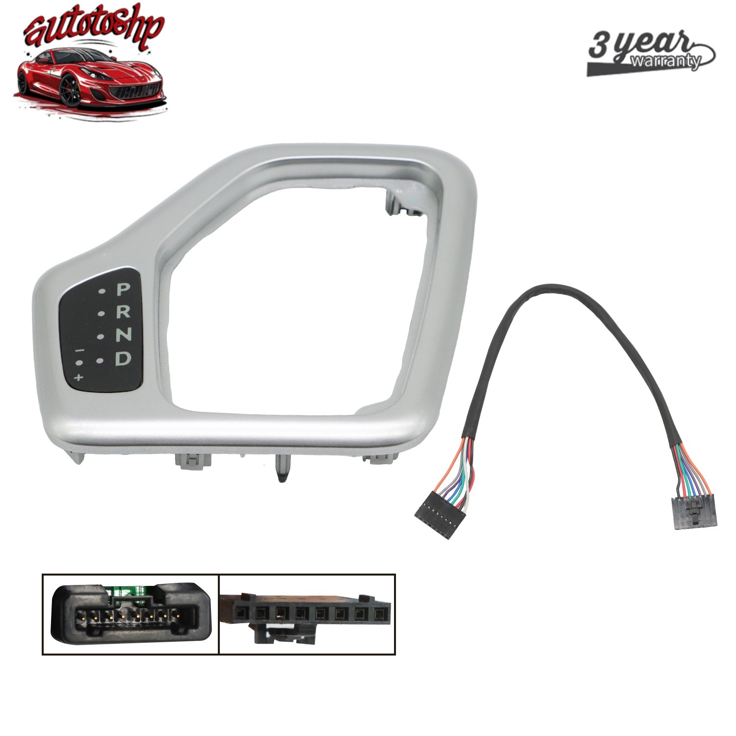 Silver Transmission Gear Shifter Bezel w/ Harness For 2014-2018 Jeep Cherokee