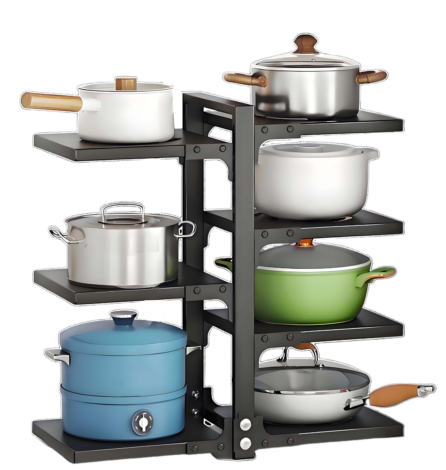 adjustable Pot and Pan Organizer for Cabinets - kitchen cabinet No Drill Stor...
