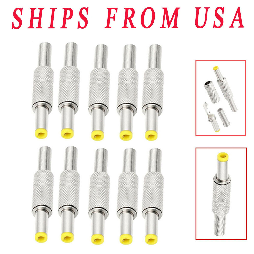 10X DC Power Jack 5.5mm x 2.5mm Male Plug Adapter Connector With Metal Handle US