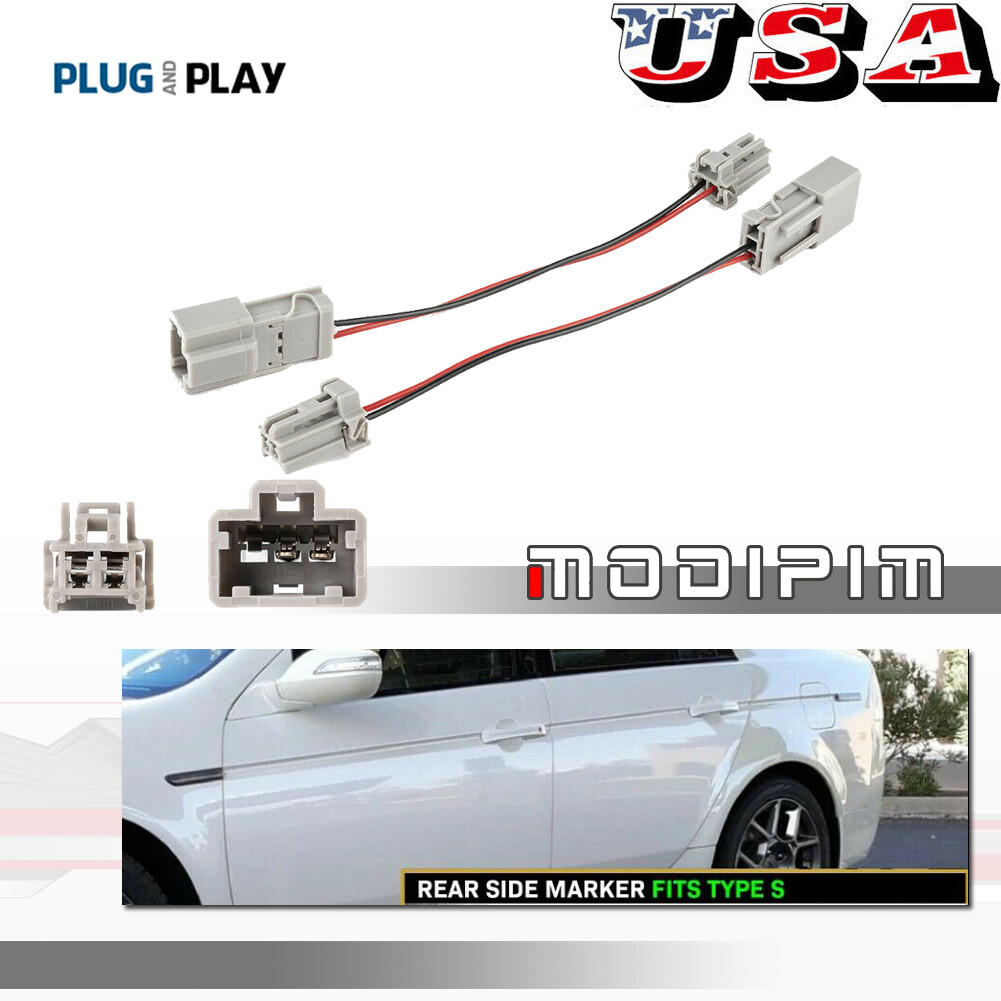 2x Wire Conversion Adapters Fit 2007 2008 Acura TL Type S Rear Side Marker Light