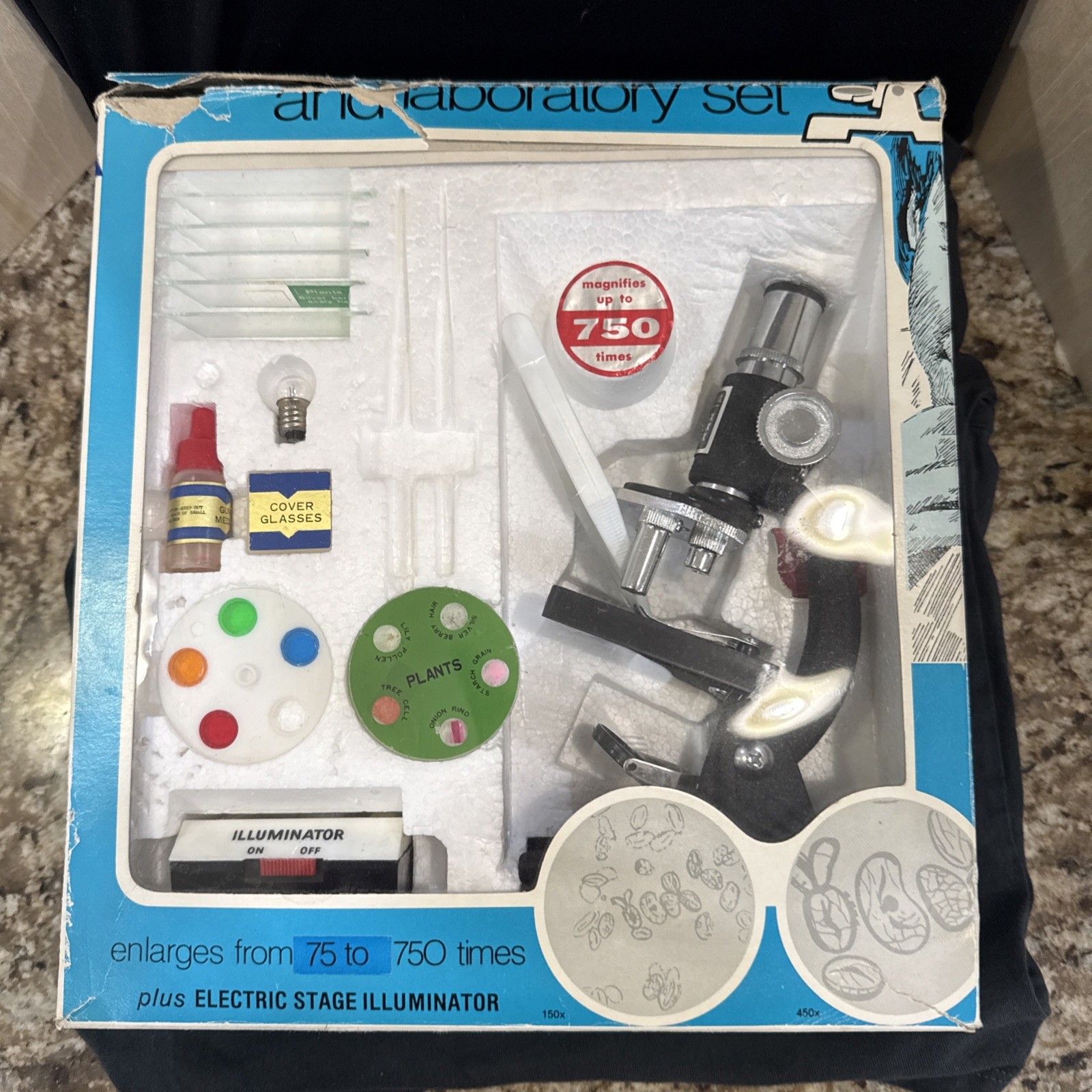 Vintage 1976 Opticraft 3 Turret Microscope And Laboratory Set