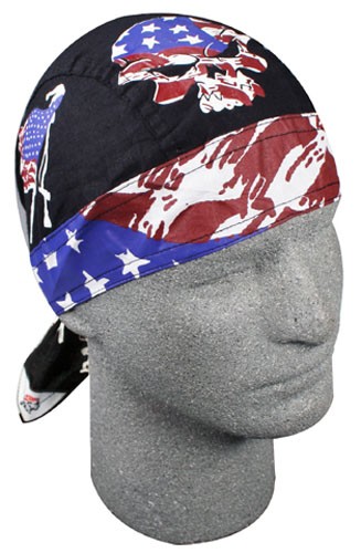 Zan Headgear Vintage Patriot Flydanna Harley Touring Motorcycle Headwear-Black