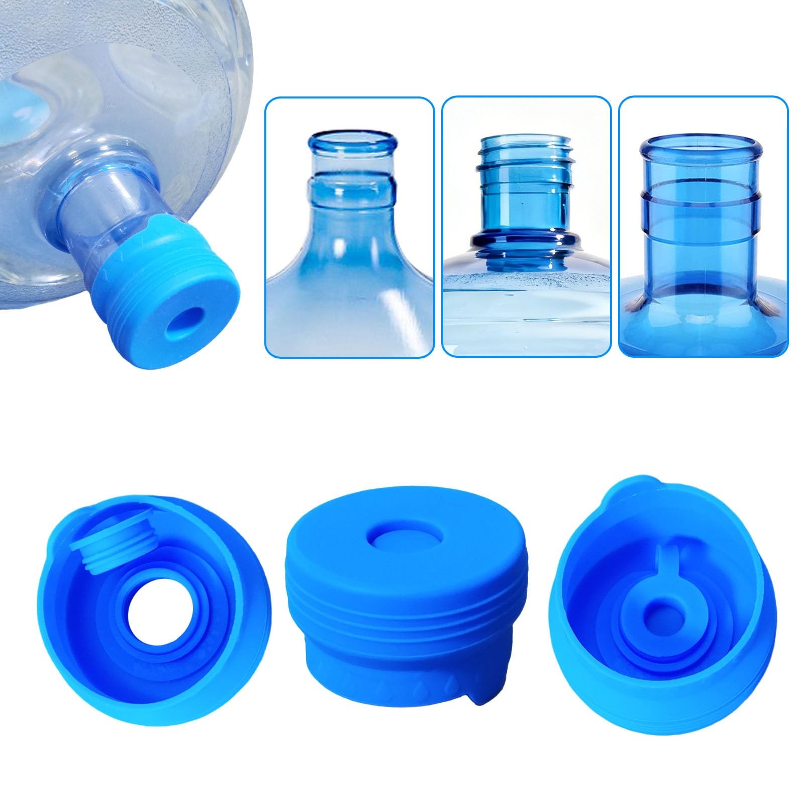 3 Pack 3 and 5 Gallon Water Jug Cap, Upgrade Silicone Reusable Replacement Caps