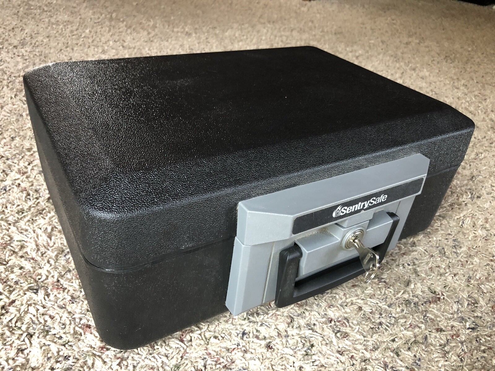SENTRY SAFE With KEY 15” X 11” X 6” - USED CONDITION