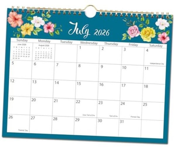 2026 Calendar - 2026-2027 Wall Calendar Runs from July 2026 to Floral-B