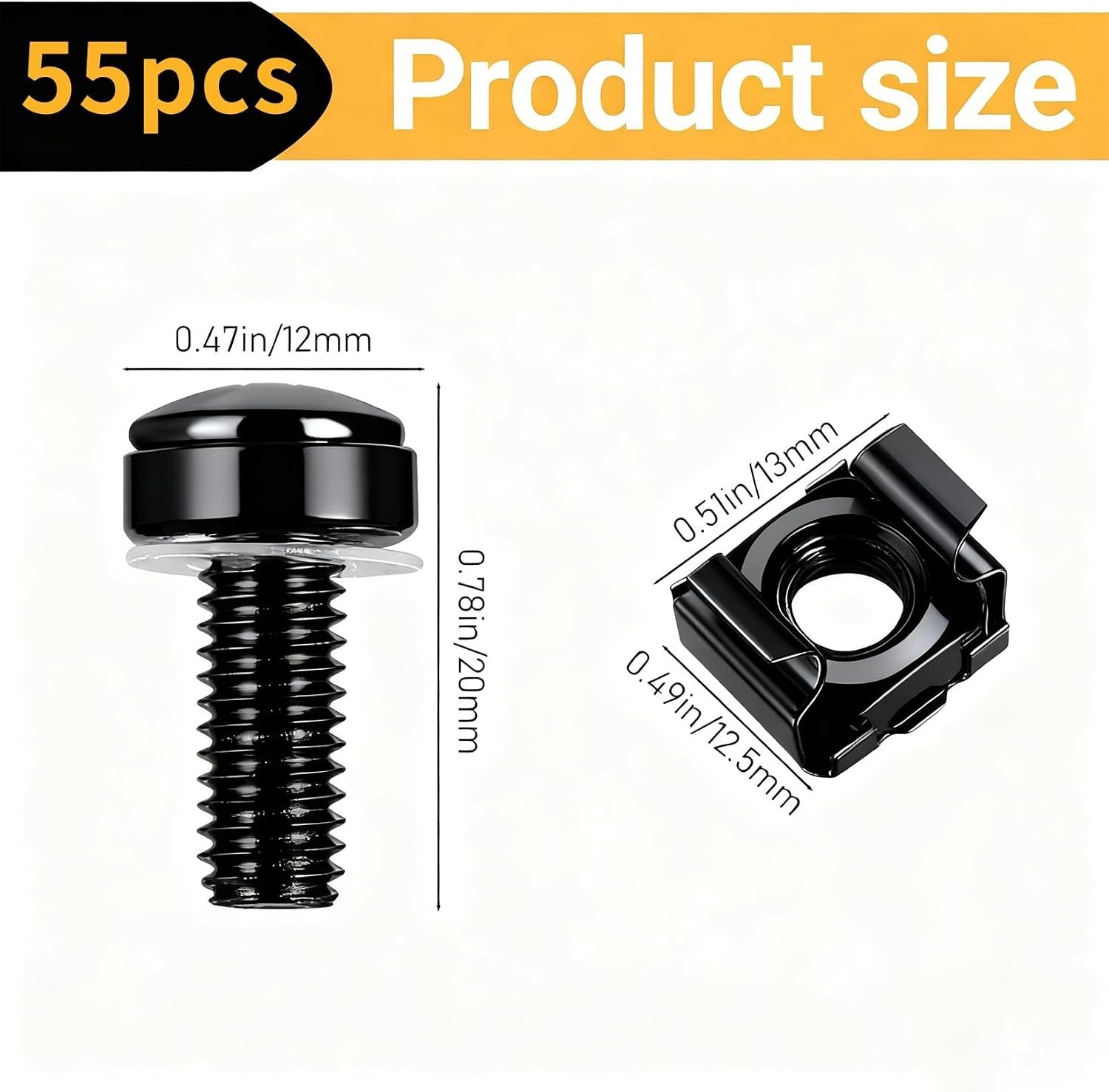 40 Pcs/20 Set Rack Mount Screws and Cage Nuts for Server Rack Cabinet, Black ...
