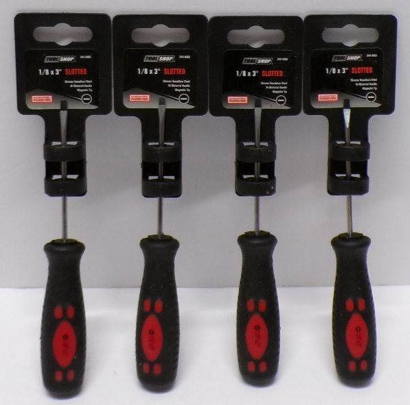 Lot of 4 Tool Shop 1/8x3" Slotted Screwdriver Magnetic Tip 244-9465