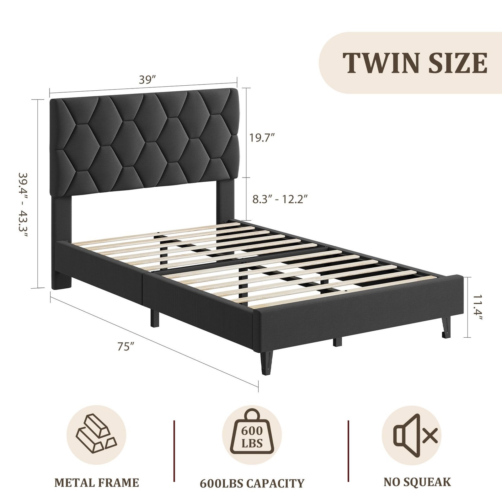 Bedroom Furniture Platform Bed Frame, Modern Bed Frame Designed With Triangular