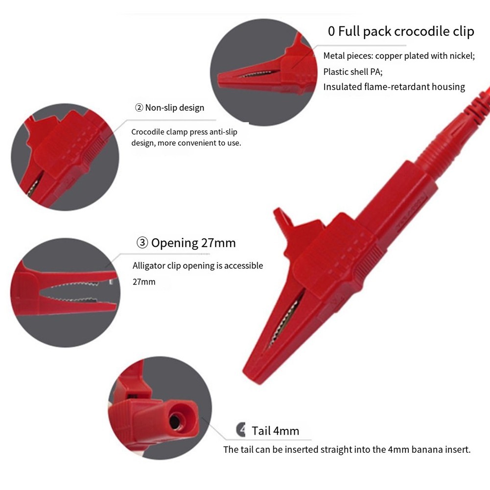 5PCS Copper Crocodile Clips with 1000V32A Rating Perfect for Multimeter Testing