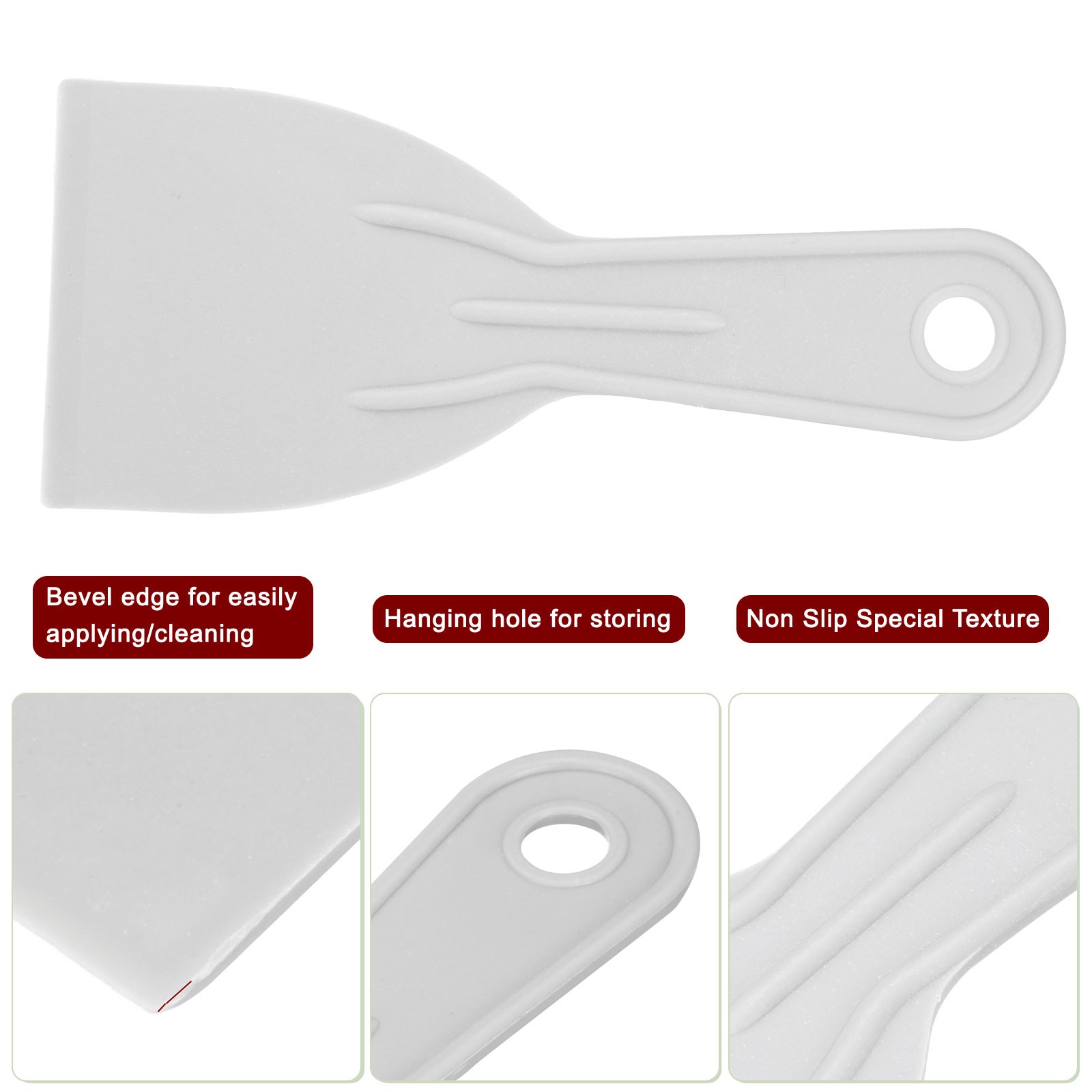 10pcs Putty Scraper 3" Width 2mm Thin Flexible Plastic Putty Knife Gray,