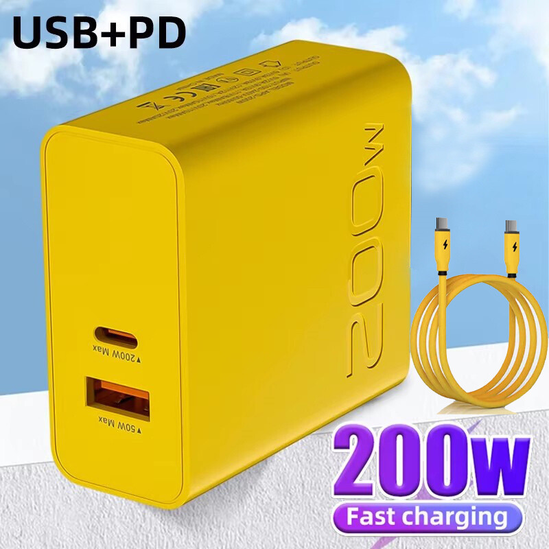 200W 4-Port USB C Fast Wall Charger Block ,PD 60W Cable For All Cell Phone iPad