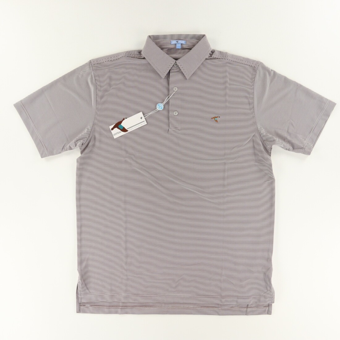 Genteal Pinstripe Embroidered Stretch Polyester Polo Shirt Rasin Men's L