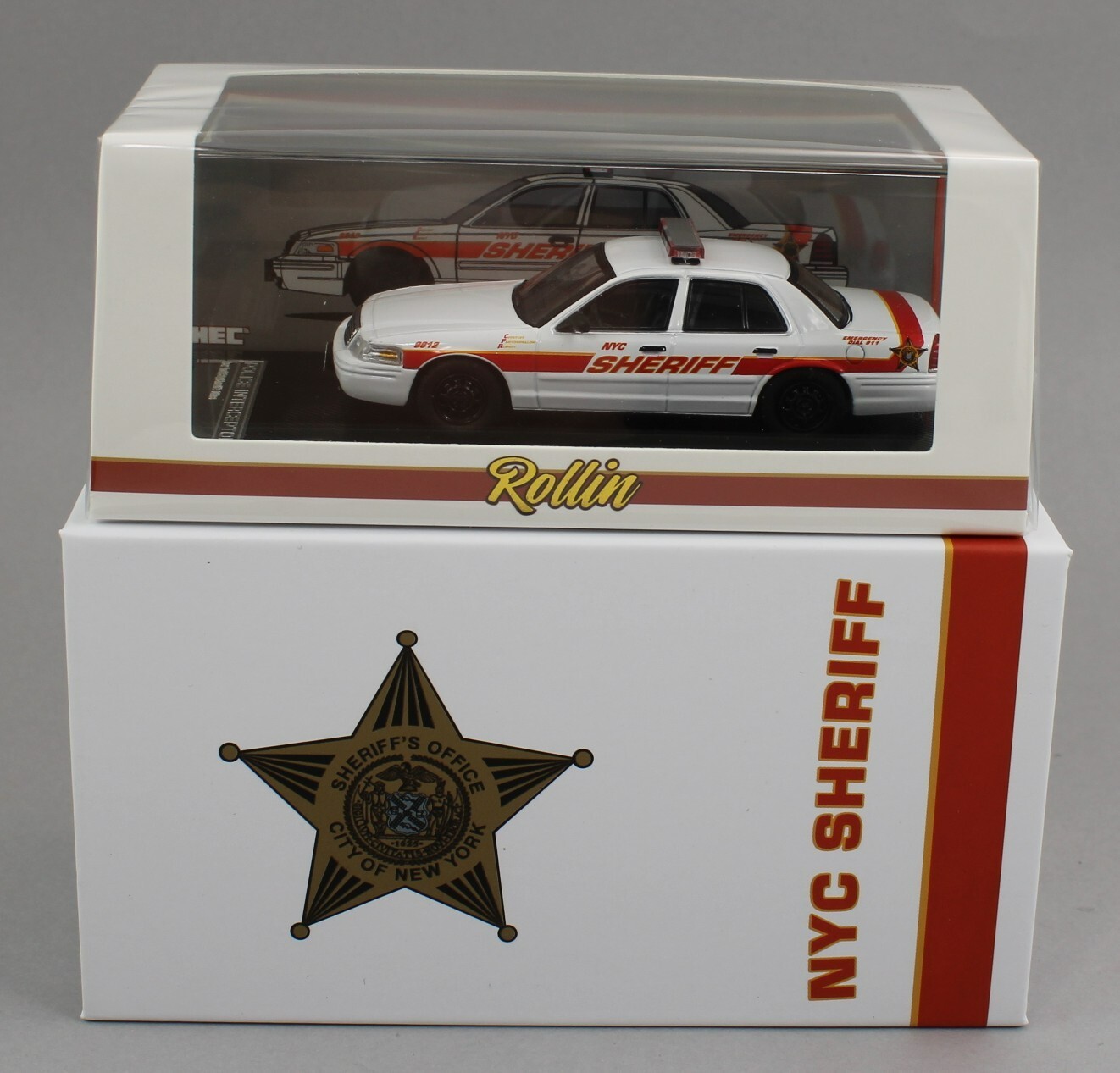 1:64 *ROLLIN DIECAST* NYC Sheriff FORD CROWN VICTORIA Police Car *NIB*
