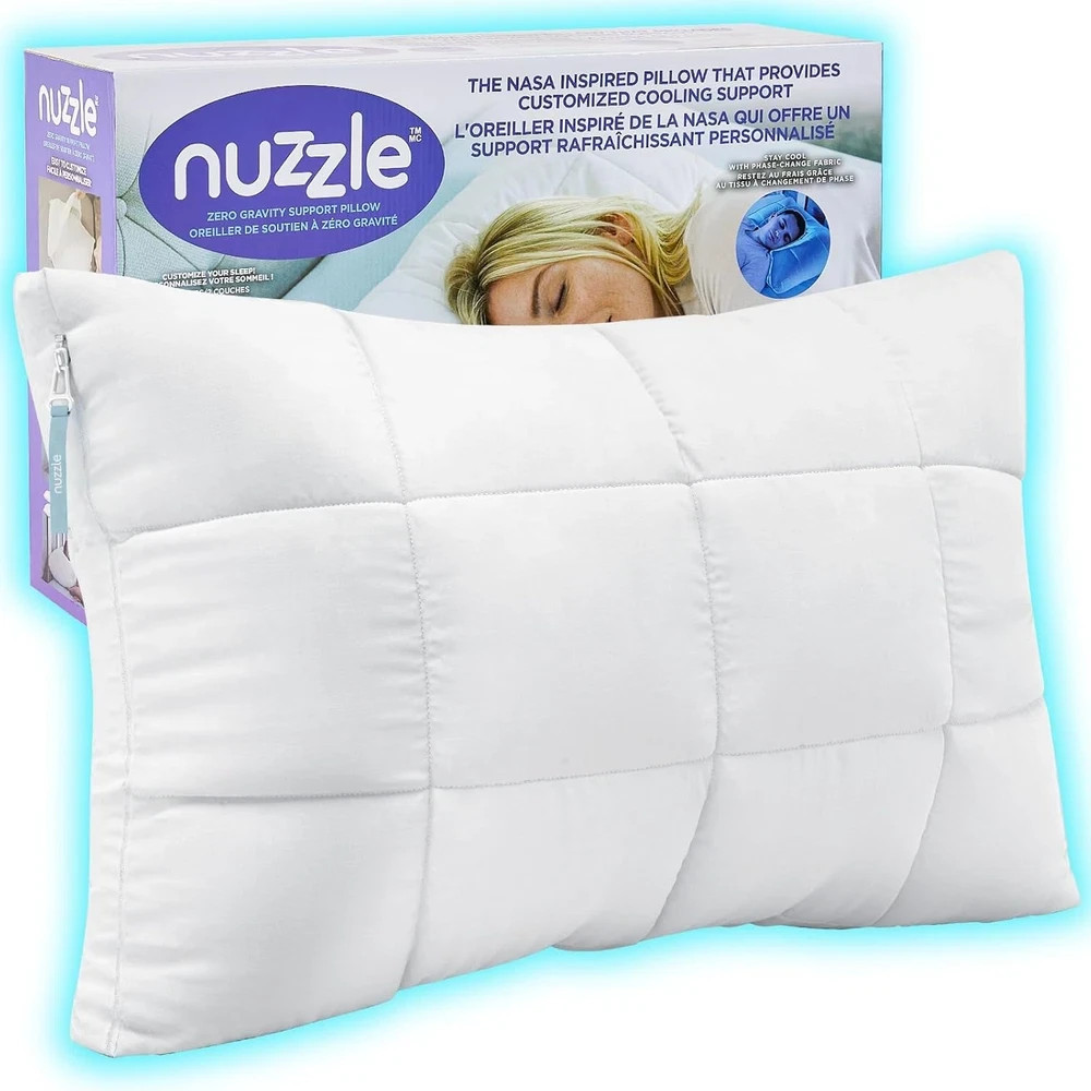 Nuzzle Cooling Adjustable Pillow for Side Sleepers, Luxury Standard Size Bed Pil