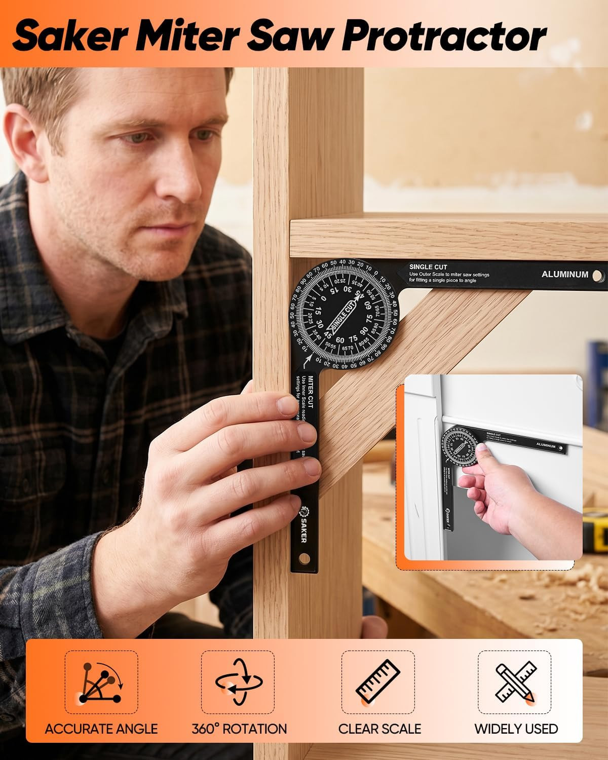Miter Saw Protractor|7-Inch Aluminum Protractor Angle Finder Featuring Precision