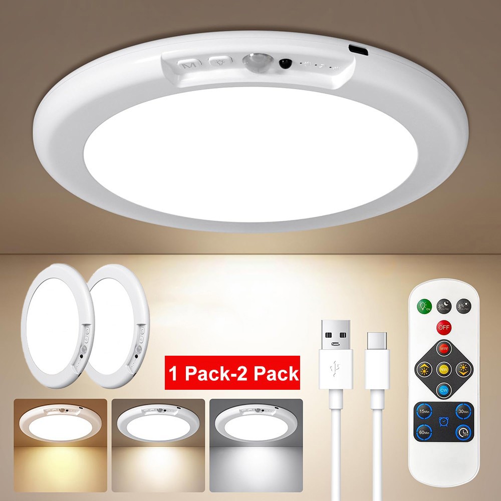 Rechargeable Motion Sensor Ceiling Light with Remote,Battery Powered Wireless
