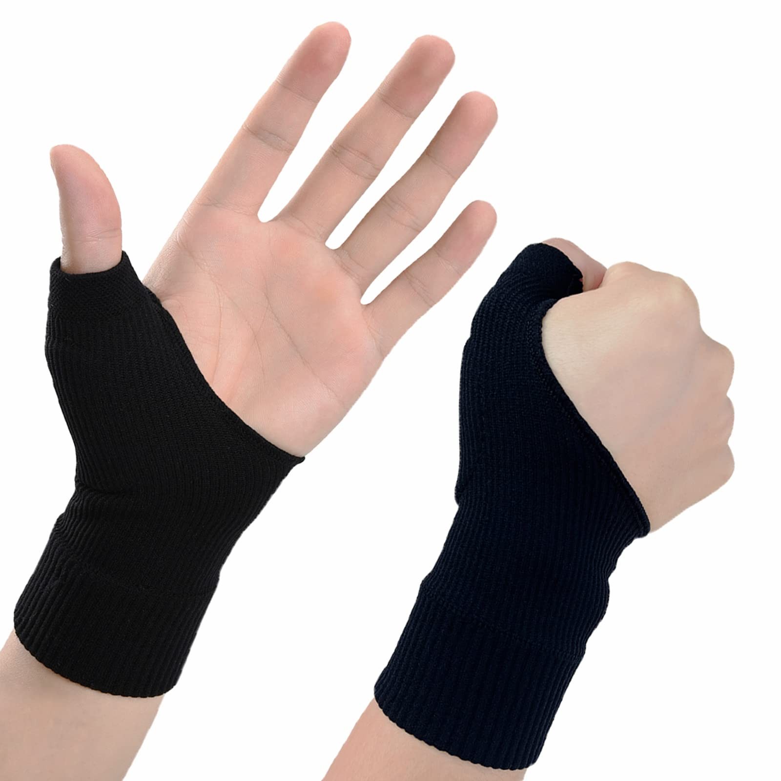Thumb Wrist Arthritis Gloves (2Pcs), Elastic Compression One Size, Black