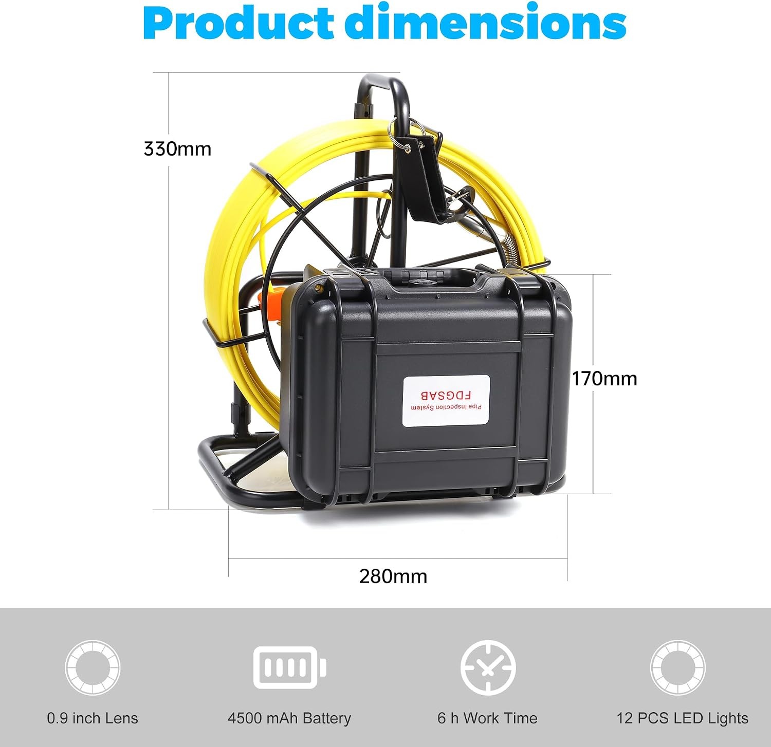 Sewer Camera 7 Inch LCD 20m/66ft Cable IP68 Waterproof