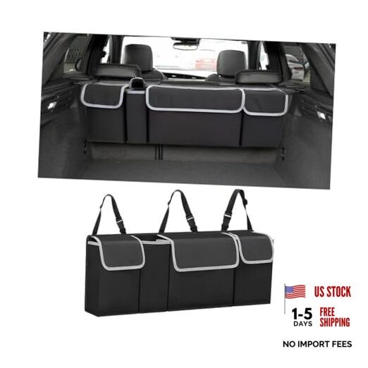AUCELI Car Trunk Organizer, Backseat Hanging Large Storage with Black