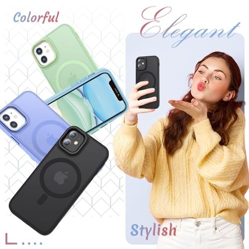 for iPhone 12 Case, 12 Pro with 1 Screen Protector, Matte Black