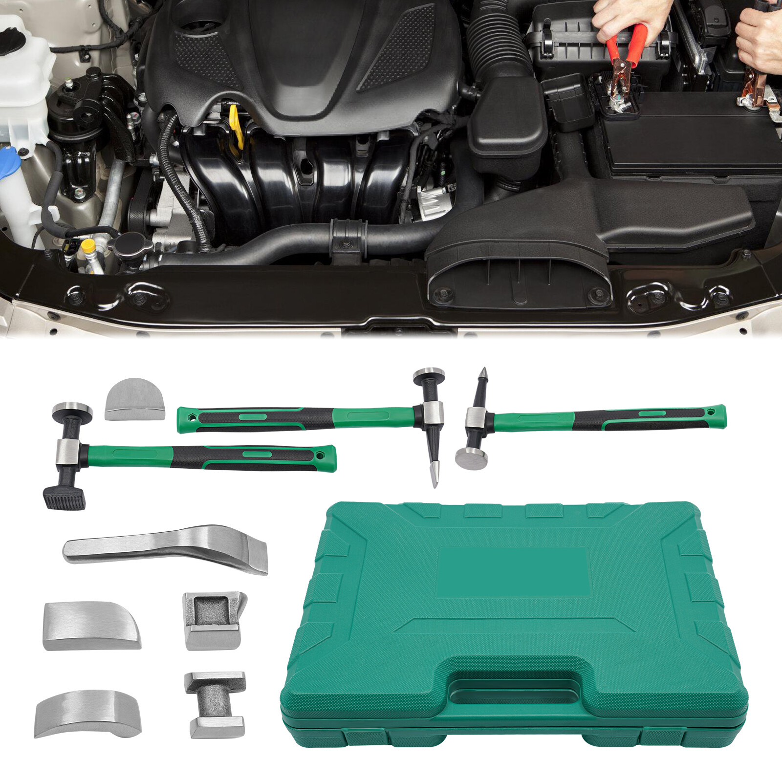 9pcs Set Hand Car Auto Body Work Hammer Fender Tool Dent Crowbar Repair Kit NEW