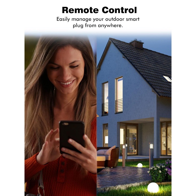 Outdoor Smart Plug Waterproof, Smart Outlet Plug with 2 Independently Controlled