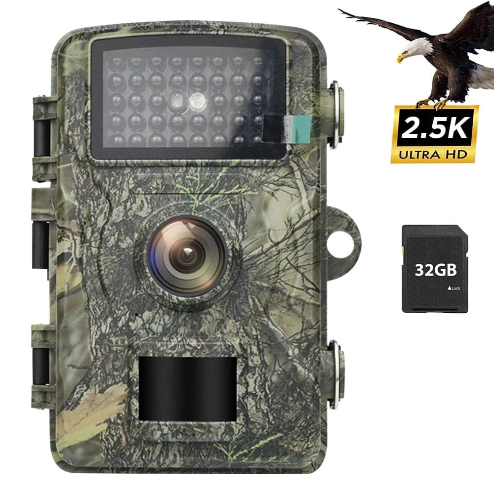 Trail Camera with 32G Memory Card, 48MP Game Camera with Night Vision, Motion Ac