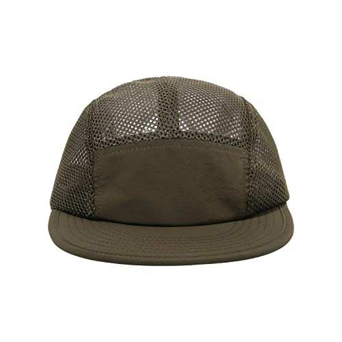 Mesh Flat Brim Ball Cap Trucker 5-Panel Hat Quick Dry One Size Asbh02-black