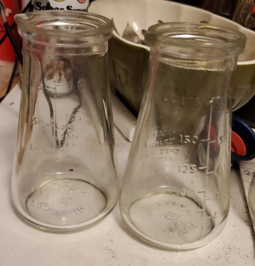 2 Korean War Era Urine Specimen Glass Jars NEW NOS (New Old Stock)