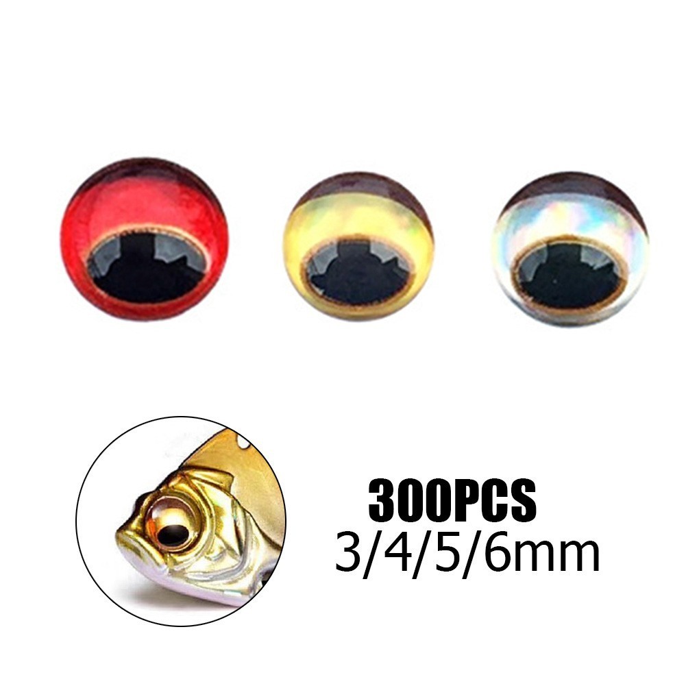 300* Holographic Fishing Lure Eyes For Fly Tying Stickers 3MM, 4MM, 5MM, 6MM