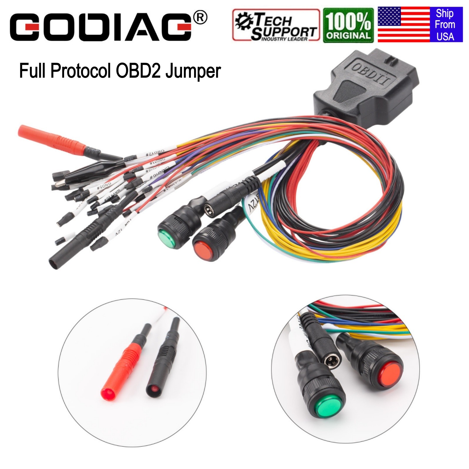 GODIAG Breakout Tricore Cable Full Protocol OBD2 Jumper Cable Pinout Cable