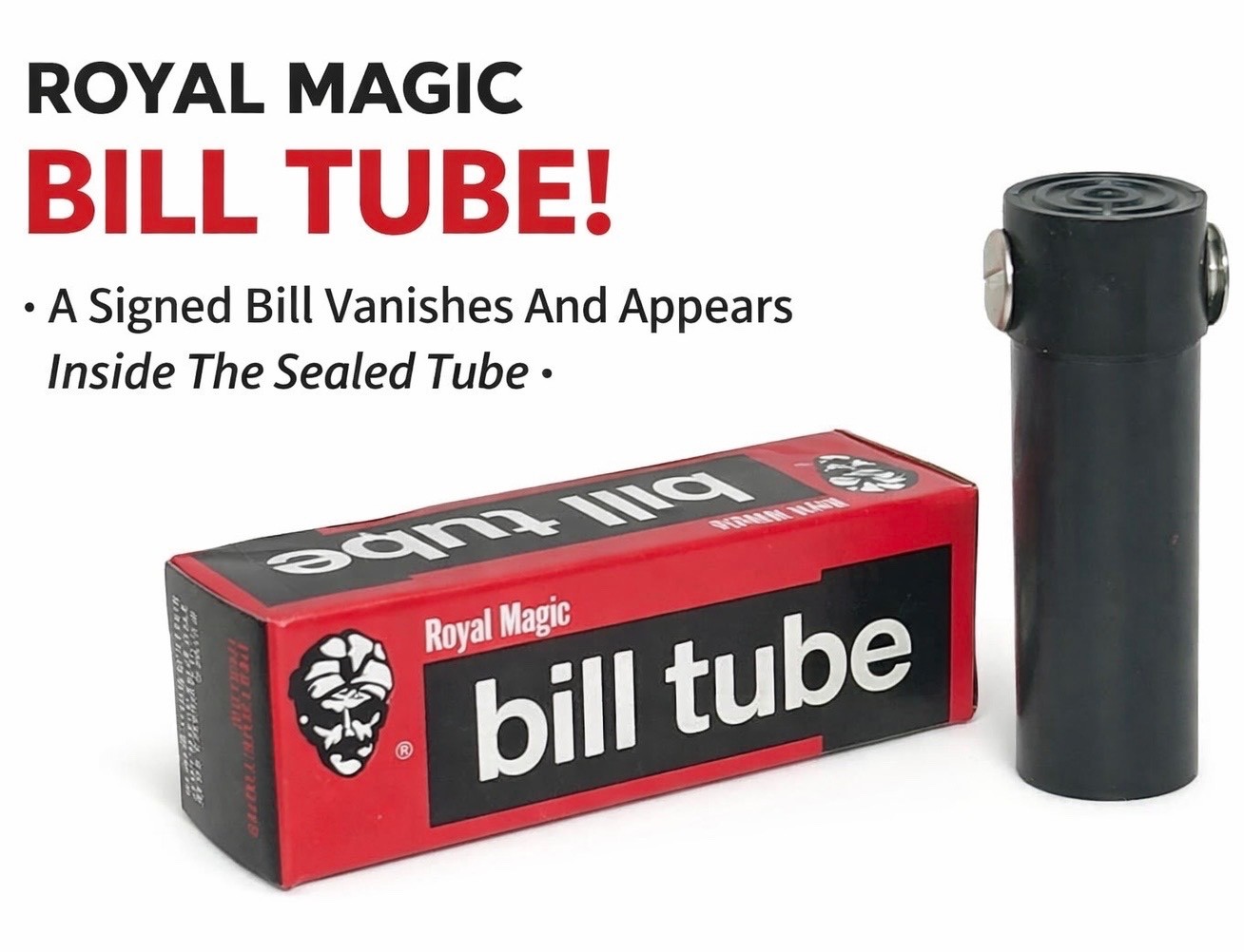 ROYAL MAGIC BILL TUBE Screw Lock Trick Marked Money Reappears Inside Sealed Prop