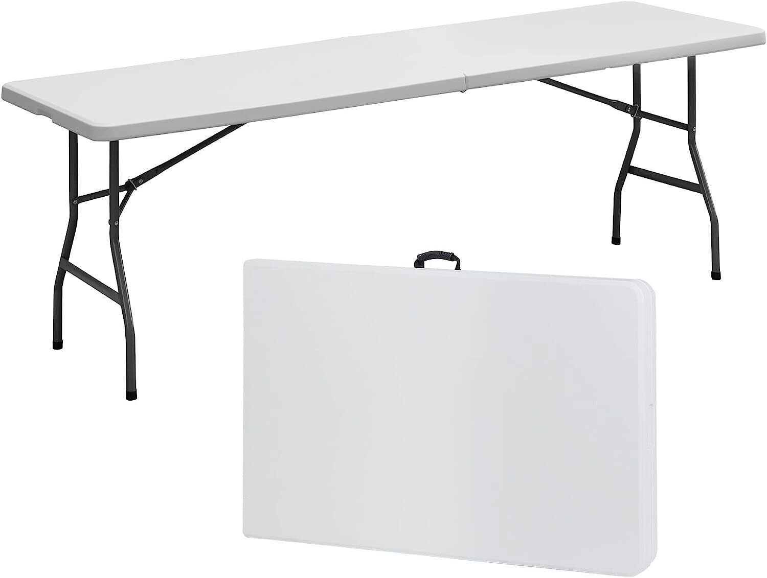 2PCS 8' Folable Camping Table w/Handle Lock Dining Table Picnic Camping Table