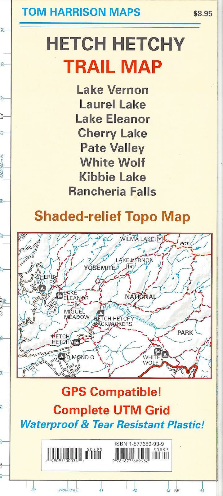 Hetch Hetchy Trail Map, California, by Tom Harrison Maps