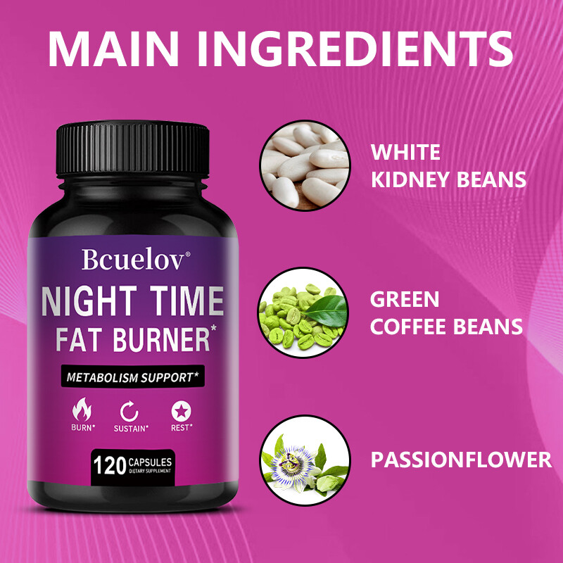 Nighttime Fat-Burning Capsules | Natural Plant Extracts | 120 Capsules