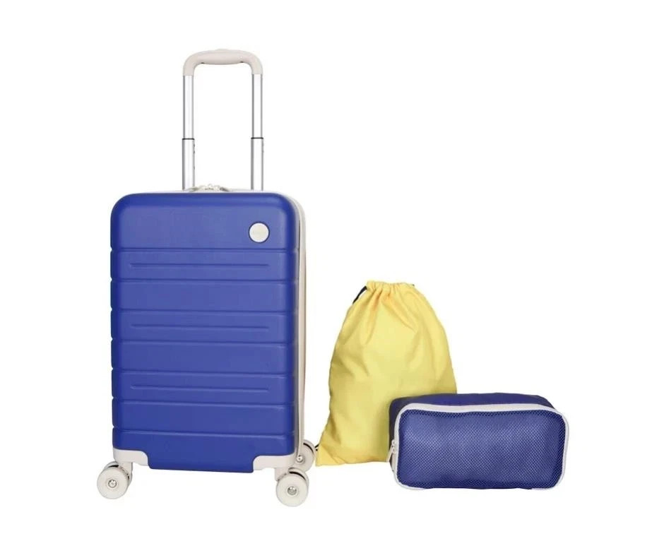 iPack Kids Carry On Spinner Suitcase Set 21.5” Polycarbonate Blue NEW in Box