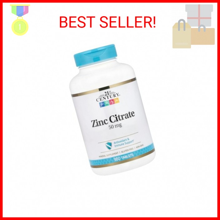 21st Century HealthCare Zinc Citrate Tablets 50mg, 360 Count, White
