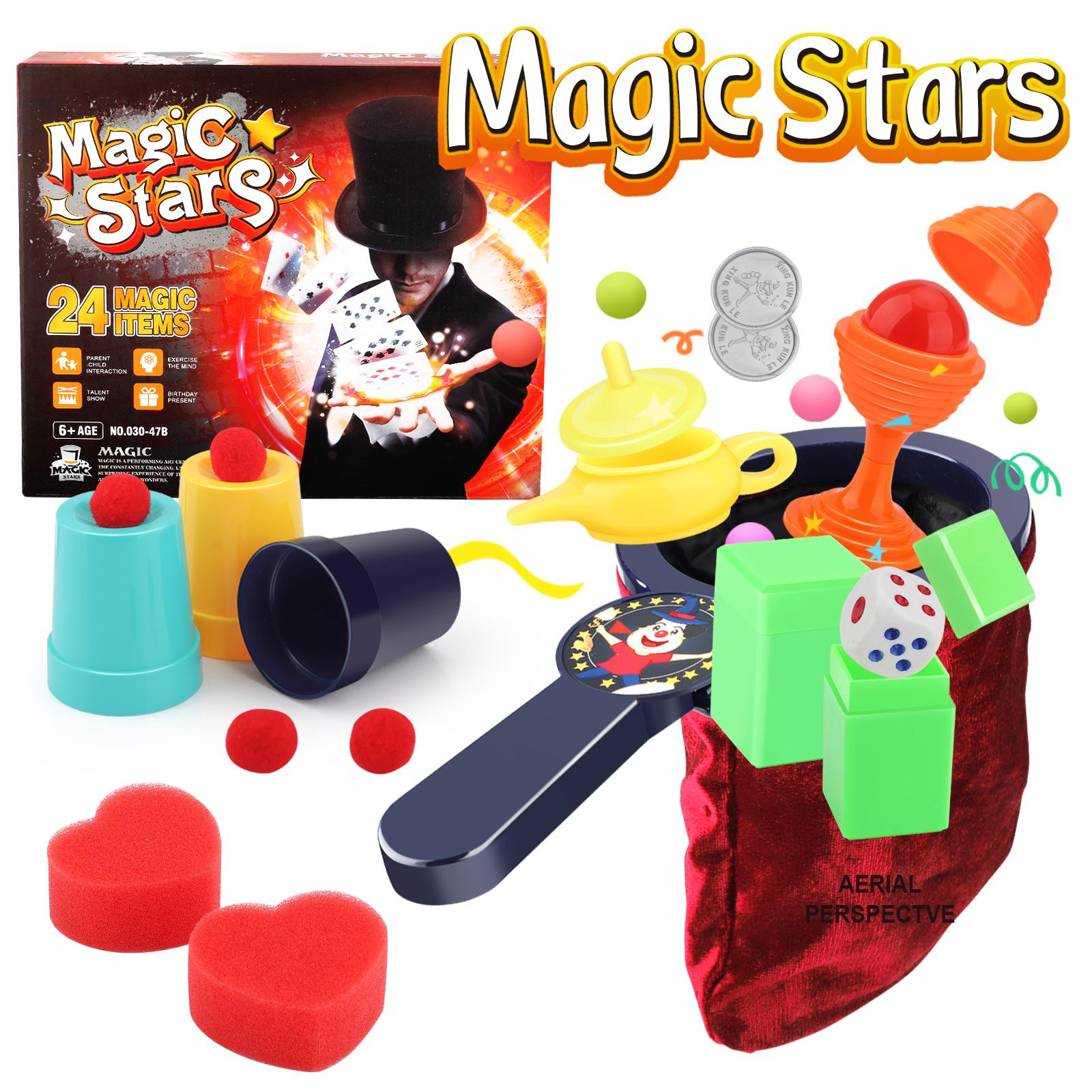 24PCS Magic Trick Set Kids Beginner Wizard Kit Educational Learning Toy Gift