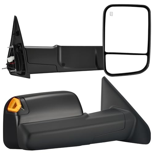 Tow Mirrors Compatible with 2002-2008 Dodge Ram 1500, 2003-2009 2500 Black