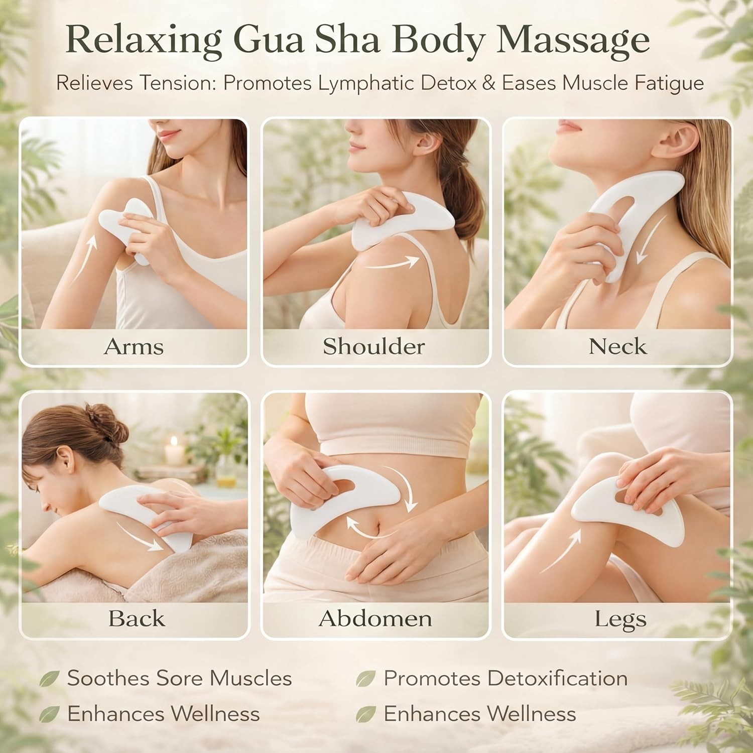 Large Resin Gua Sha Tools Set - 2 Body Scraping Tools with Handle