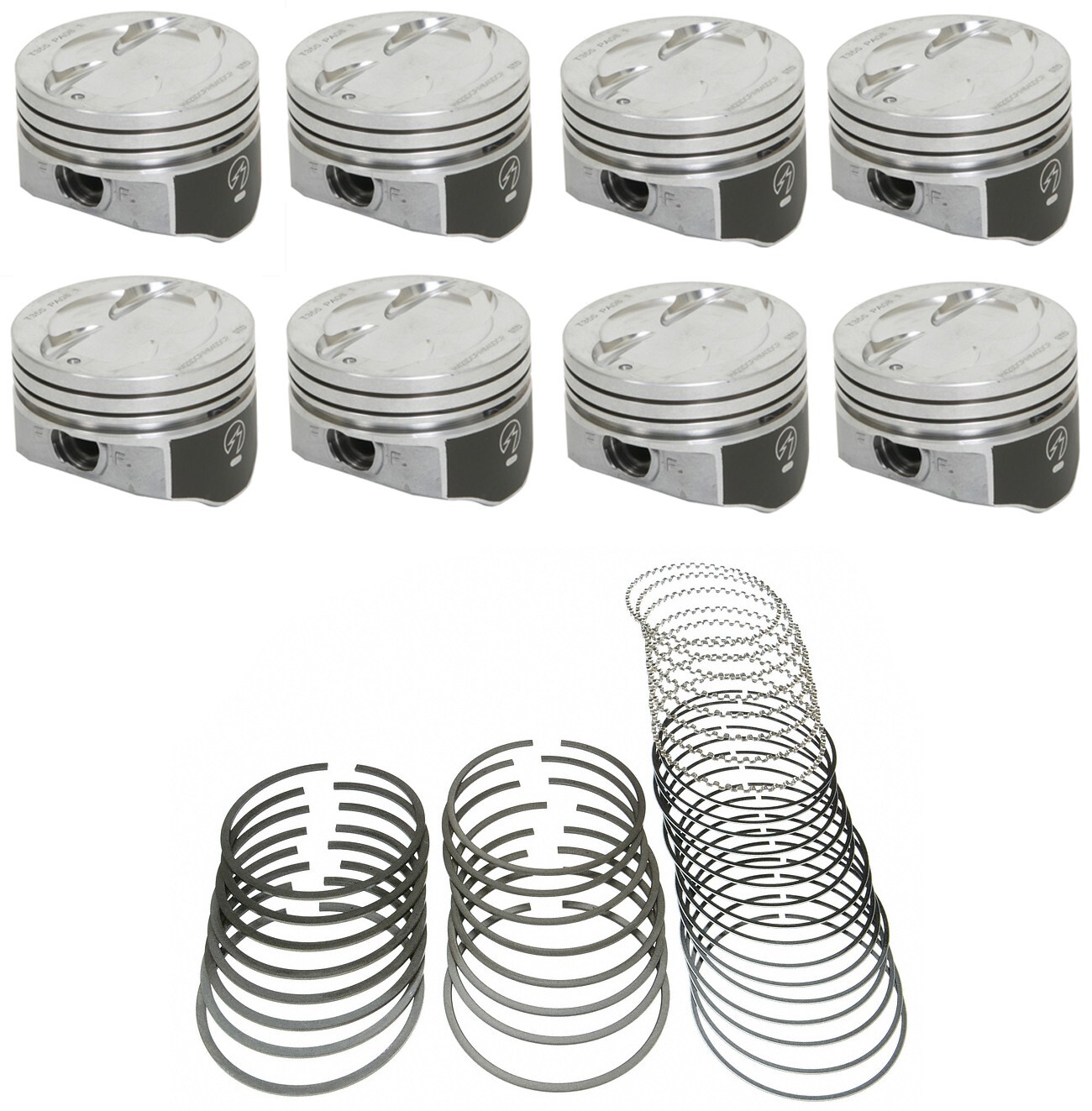 SPEED PRO Hypereutectic Coated Dish Top Pistons/8+MOLY Rings Chevy 350 5.7L 030